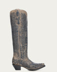 A4790 - WOMEN'S TAUPE FLORAL EMBROIDERY SNIP TOE TALL TOP COWBOY BOOT
