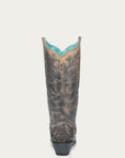 A4802 - WOMEN'S TAUPE FLORAL EMBROIDERY SNIP TOE COWBOY BOOT