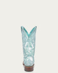 A4804 - WOMEN'S FLORAL EMBROIDERY FADED TURQUOISE SQUARE TOE COWBOY BOOT