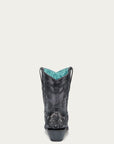 A4810 - WOMEN'S FLORAL EMBROIDERY BLACK SNIP TOE ANKLE COWBOY BOOT