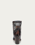 A4828 - WOMEN'S BLACKED HONEY OVERLAY EMBROIDERY AND STUDS BLACK ANKLE NARROW SQUARE TOE COWBOY BOOT
