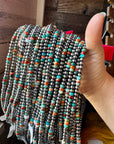18-Inch Sterling Silver Pearl Necklace – Mixed Turquoise & Spiny Oyster (5mm)