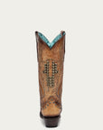 A4834 - WOMEN'S OVERLAY EMBROIDERY AND STUDS SAND SNIP TOE COWBOY BOOT