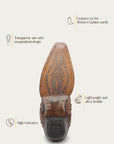 A4834 - WOMEN'S OVERLAY EMBROIDERY AND STUDS SAND SNIP TOE COWBOY BOOT