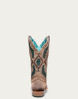 A4840 - WOMEN'S WOVEN EMBROIDERY AND STUDS WIDE SQUARE TOE SAND COWBOY BOOT