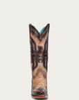 A4889 - WOMEN'S CHOCOLATE EAGLE OVERLAY SAND SNIP-TOE COWBOY BOOT
