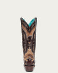 A4889 - WOMEN'S CHOCOLATE EAGLE OVERLAY SAND SNIP-TOE COWBOY BOOT