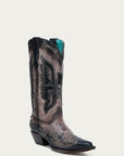 A4890 - WOMEN'S BROWN EAGLE OVERLAY SNIP-TOE COWBOY BOOT