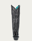 A4943 - WOMEN'S BLACK EMBROIDERY OVERLAY AND ENCAPSULATED STUDS TALL TOP SNIP TOE COWBOY BOOT