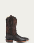A4964 - MEN'S EMBROIDERY GENUINE BROWN PYTHON WIDE SQUARE TOE COWBOY BOOT