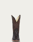 A4964 - MEN'S EMBROIDERY GENUINE BROWN PYTHON WIDE SQUARE TOE COWBOY BOOT