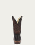 A4964 - MEN'S EMBROIDERY GENUINE BROWN PYTHON WIDE SQUARE TOE COWBOY BOOT