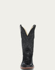 A4965 - MEN'S EMBROIDERY GENUINE BLACK PYTHON WIDE SQUARE TOE COWBOY BOOT