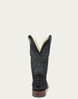 A4965 - MEN'S EMBROIDERY GENUINE BLACK PYTHON WIDE SQUARE TOE COWBOY BOOT