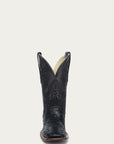 A4974 - MEN'S EMBROIDERY AND OSTRICH BLACK WIDE SQUARE TOE COWBOY BOOT
