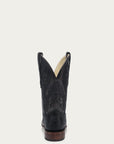 A4974 - MEN'S EMBROIDERY AND OSTRICH BLACK WIDE SQUARE TOE COWBOY BOOT