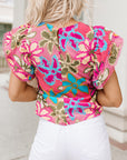 Floral Ruffle Sleeve Top
