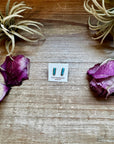 Mini Rectangle Stud Earrings – Kingman Turquoise – Sterling Silver – Zuni Made