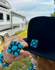 Complete Squash Blossom Set – Kingman Turquoise – Sterling Silver – Navajo Made by Wilson Dawes