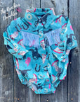 Shea Baby Turquoise Cowgirl Pearl Snap Onesie