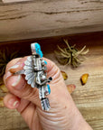 The Kachina Ring – Size 8 – Sterling Silver – Kingman Turquoise – Navajo Handmade