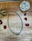 14 inch 3 mm sterling silver pearls choker - 10 mm middle