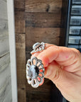 White Buffalo Flower Ring – Native Made Sterling Silver (Sizes 6.5 & 7.5)