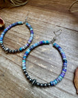 Hoop Earrings with Purple Dolomite Heishi & Sterling Silver Pearls