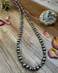 34 inch Necklace - 8-10 mm & 5 mm saucer Sterling Silver Pearls