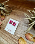 Zuni Stud Earrings – Pink Opal & Sterling Silver