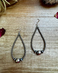 3 mm Sterling Silver Pearls earrings teardrop with 10 mm