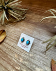 Zuni Mini Stud Earrings – Kingman Turquoise & Sterling Silver