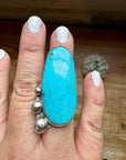 MJ collection - long turquoise stone ring - Size 6 - sterling silver