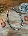 14 inch 10 mm and 10 mm Sterling Silver Pearls choker necklace