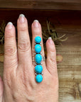 Adjustable 5-Stone Kingman Turquoise Pointer Ring – Made in USA