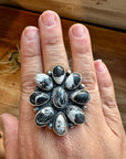 Cluster ring - size 8.5 - White Buffalo Ring - sterling silver