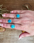 Square Kingman Turquoise Ring – Sterling Silver