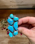 Long Ring- adjustable- Kingman turquoise ring and sterling silver