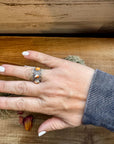 Band Ring - Size 7- spiny, Turquoise & sterling silver