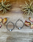 Smaller Sterling Silver Pearls Hoops with Pink Conch