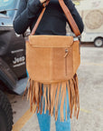 Suede Leather Boot Stitch Crossbody