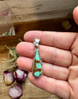 Teardrop Pendant with Kingman Turquoise – Option 4 – Sterling Silver – Native Made by SF – Fits 5mm
