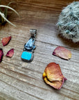 2 stone Pendant - Golden Hill turquoise, White Buffalo & Sterling Silver - option 3