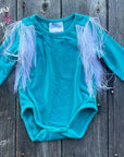 Shea Baby Turquoise Fringe Onesie