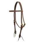 AJ Tack Oiled Harness Leather Double-N-Stitched Browband Headstall