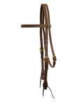 AJ Tack Oiled Harness Leather Double-N-Stitched Browband Headstall