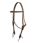 AJ Tack Oiled Harness Leather Double-N-Stitched Browband Headstall