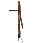 AJ Tack Oiled Harness Leather Double-N-Stitched Browband Headstall