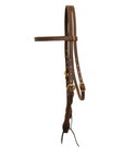 AJ Tack Oiled Harness Leather Double-N-Stitched Browband Headstall