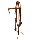 AJ Tack Oiled Harness Leather Knotted Browband Headstall